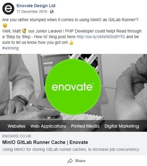 An example of a Facebook card