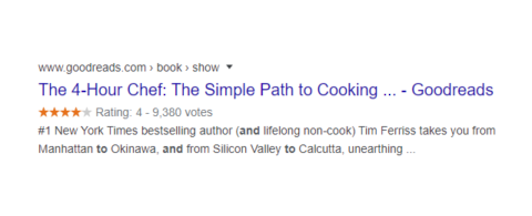 A rich snippet search result