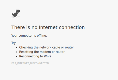 Google Chrome's default "No internet connection" dinosaur image